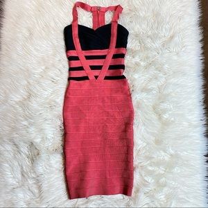 Pink and black bodycon dress size small